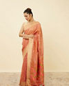 Mohey Women Shell Pink Chanderi Saree with Botanical Prints