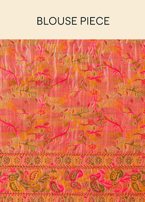 Shell Pink Chanderi Saree with Botanical Prints image number 5
