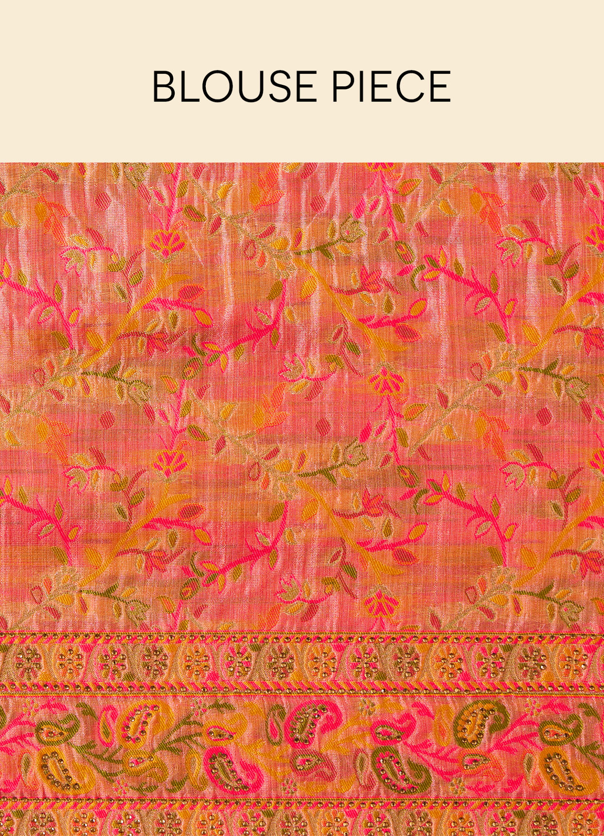 alt message - Mohey Women Shell Pink Chanderi Saree with Botanical Prints image number 5