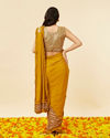 Mohey Women Mustard Yellow and Sage Green Pre Draped Saree with Sequin Work