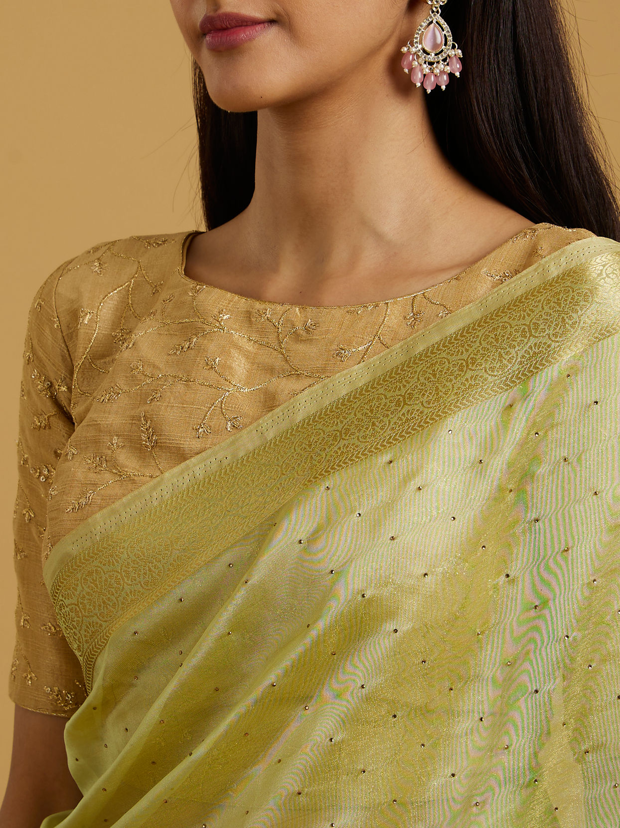 Mohey Women Emerald Glow Chanderi Saree
