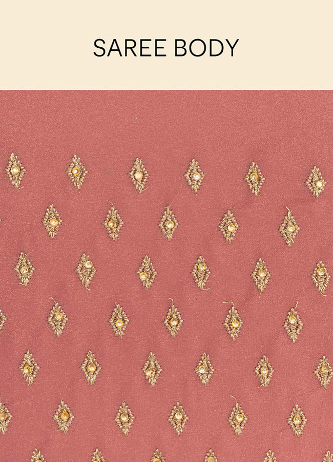 Mohey Women Flamingo Pink Diamond Patterned Saree