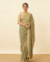 alt message - Mohey Women Pistachio Green Diamond Patterned Saree image number 0