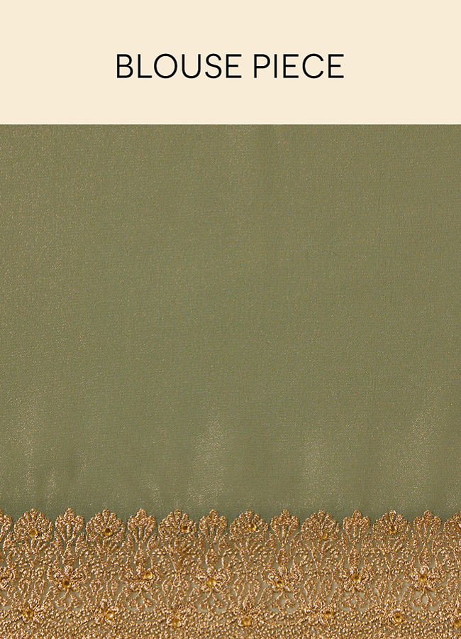 Mohey Women Pistachio Green Diamond Patterned Saree