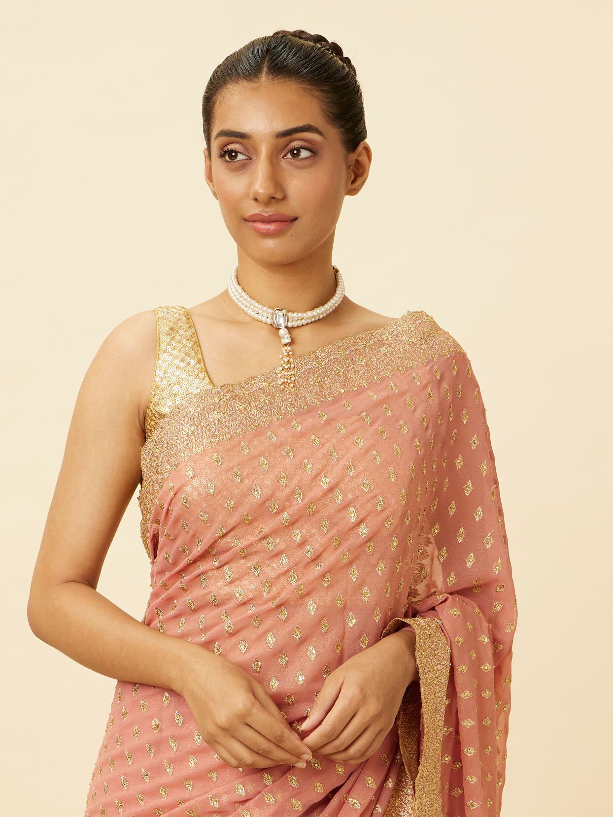 Buy Flamingo Pink Diamond Patterned Saree Online in India @Mohey