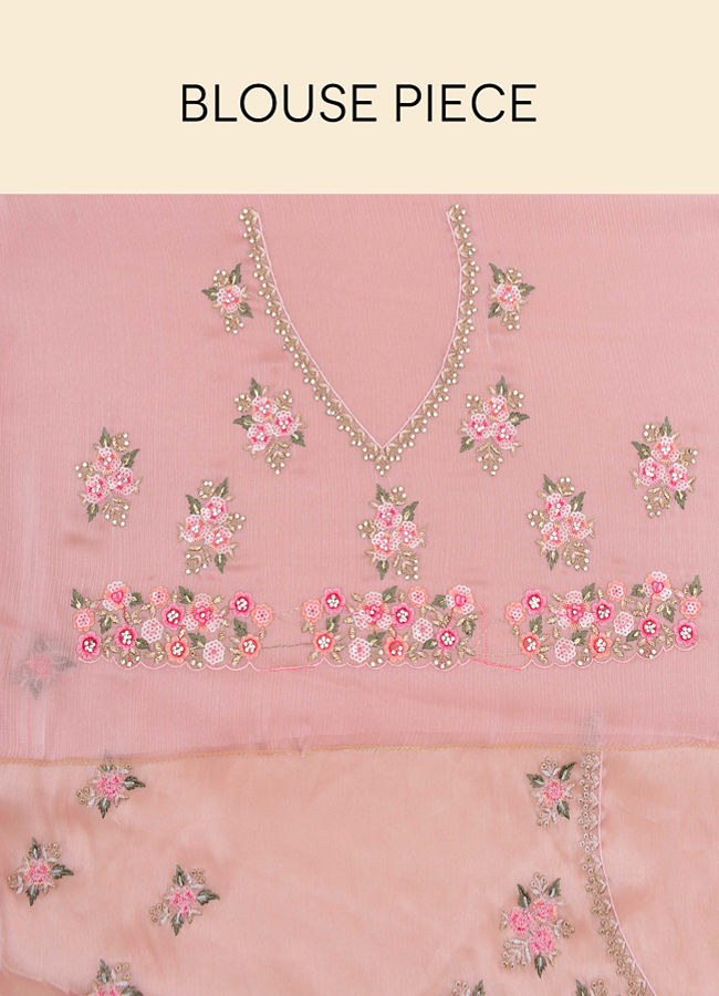Mohey Women Rose Shadow Pink Floral Patterned Saree