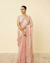 alt message - Mohey Women Rose Shadow Pink Floral Patterned Saree image number 0