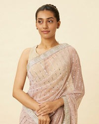 Mohey Women Lilac Saree with Mirror Work and Ornate Borders