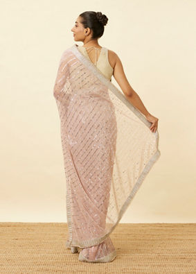 Lilac Saree with Mirror Work and Ornate Borders image number 2