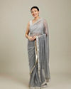 Light Grey Mirror Work Saree
