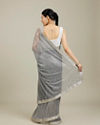Mohey Women Light Grey Mirror Work Saree