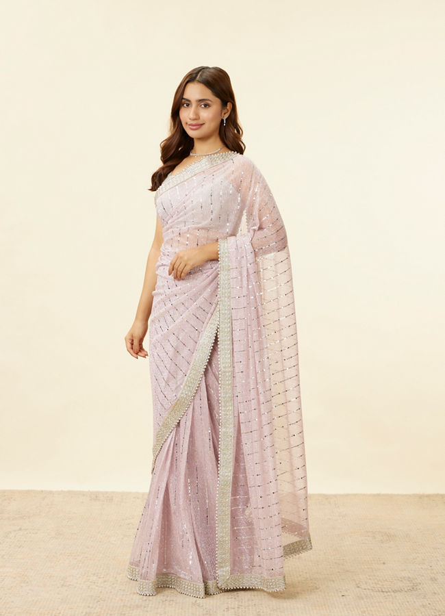 Mohey Women Carnation Pink Sequin Work Saree