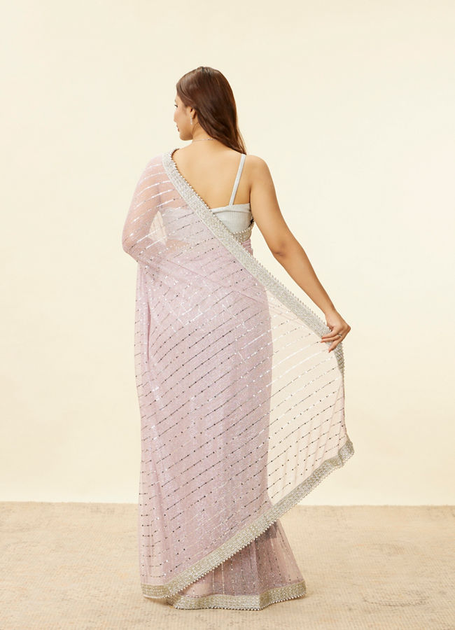 Mohey Women Carnation Pink Sequin Work Saree
