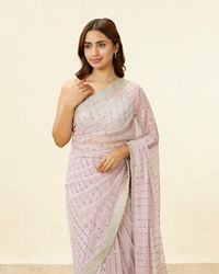 Mohey Women Carnation Pink Sequin Work Saree