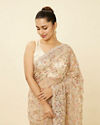 Ivory White Net Saree with Bel Booti Patterns image number 1