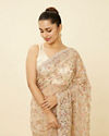 Mohey Women Ivory White Net Saree with Bel Booti Patterns