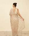 Ivory White Net Saree with Bel Booti Patterns image number 2