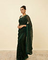 Mohey Women Bottle Green Patterned Saree with Embellished Borders