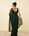 alt message - Mohey Women Bottle Green Patterned Saree with Embellished Borders image number 2