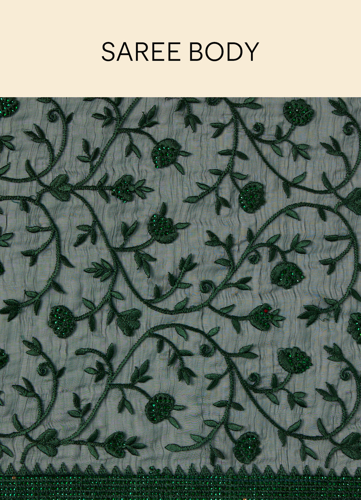 Mohey Women Bottle Green Patterned Saree with Embellished Borders