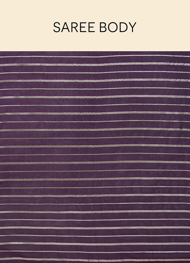 Mohey Women Jamun Purple Gota Patti Striped Saree
