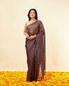 Mohey Women Jamun Purple Gota Patti Striped Saree image number 0