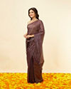 Mohey Women Jamun Purple Gota Patti Striped Saree image number 3