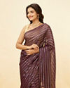 Mohey Women Jamun Purple Gota Patti Striped Saree image number 1