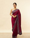 Wine Red Paisley and Floral Patterned Saree image number 0