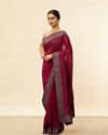 Wine Red Paisley and Floral Patterned Saree image number 3