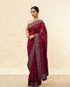 Mohey Women Wine Red Paisley and Floral Patterned Saree