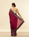 Wine Red Paisley and Floral Patterned Saree image number 2