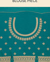 Mohey Women Teal Green Saree with Geometrical Patterned Borders