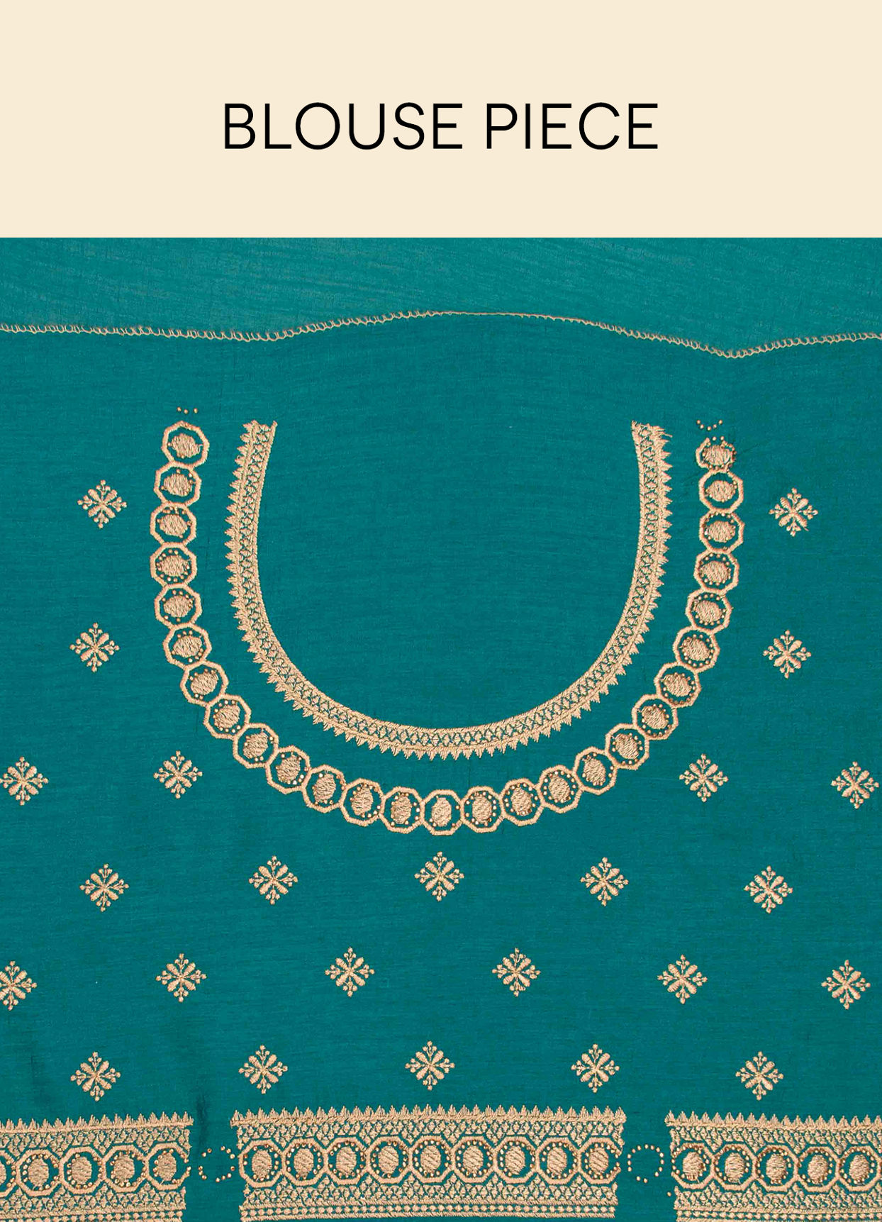 alt message - Mohey Women Teal Green Saree with Geometrical Patterned Borders image number 5