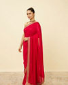 alt message - Mohey Women Fiesta Red Saree with Geometrical Patterned Borders image number 3