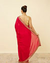 Mohey Women Fiesta Red Saree with Geometrical Patterned Borders