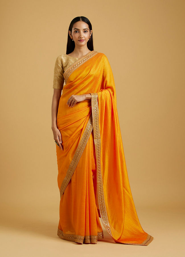 alt message - Mohey Women Mustard Yellow Splendour Saree image number 0