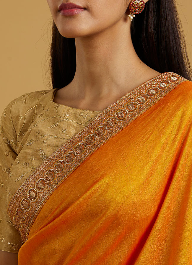 alt message - Mohey Women Mustard Yellow Splendour Saree image number 3