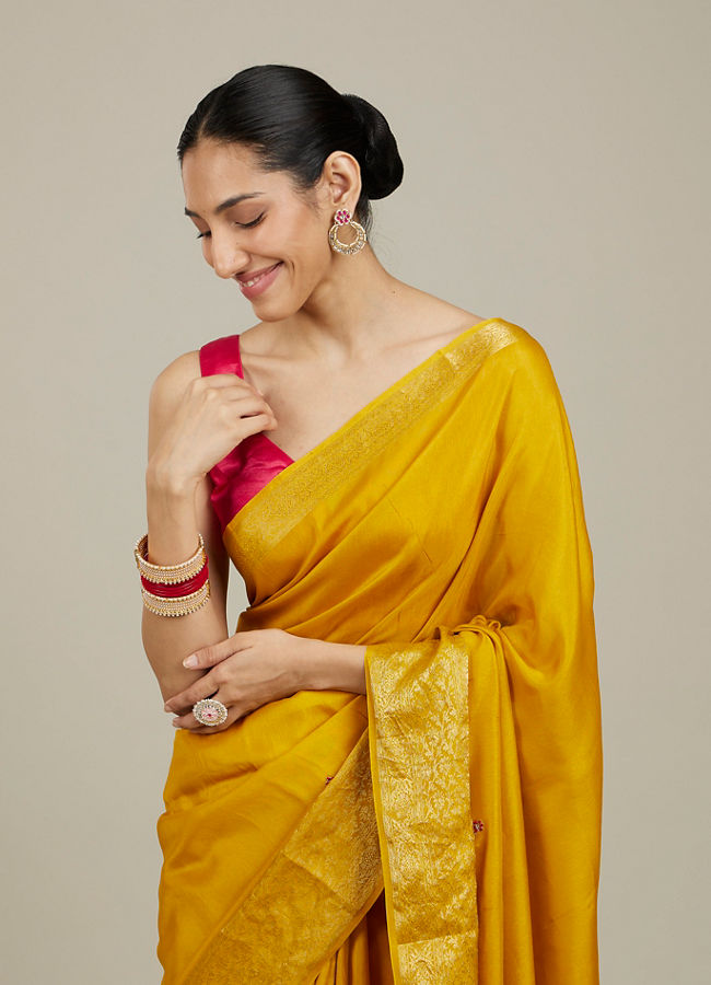 Mohey Women Mustard Yellow Elegance Saree image number 1