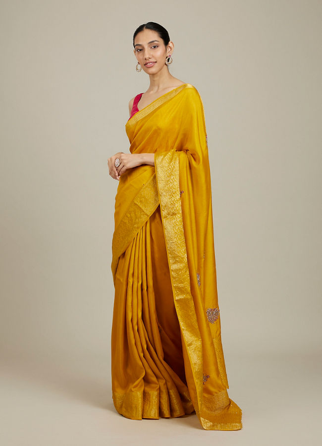 Mohey Women Mustard Yellow Elegance Saree image number 2