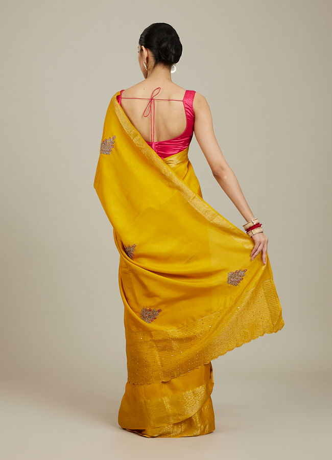 Mohey Women Mustard Yellow Elegance Saree image number 4