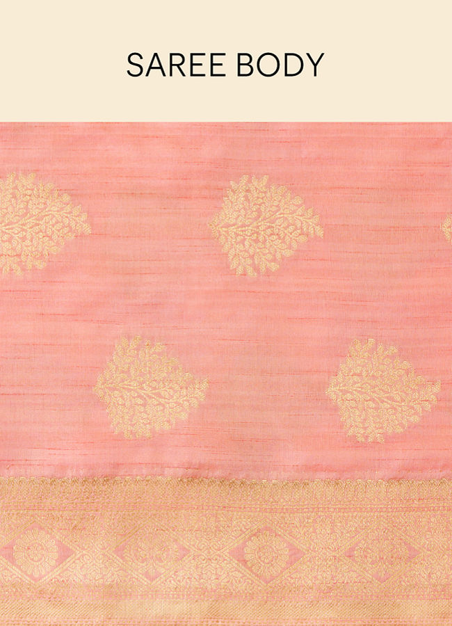 Mohey Women Rose Shadow Pink Saree with Fern Patterns