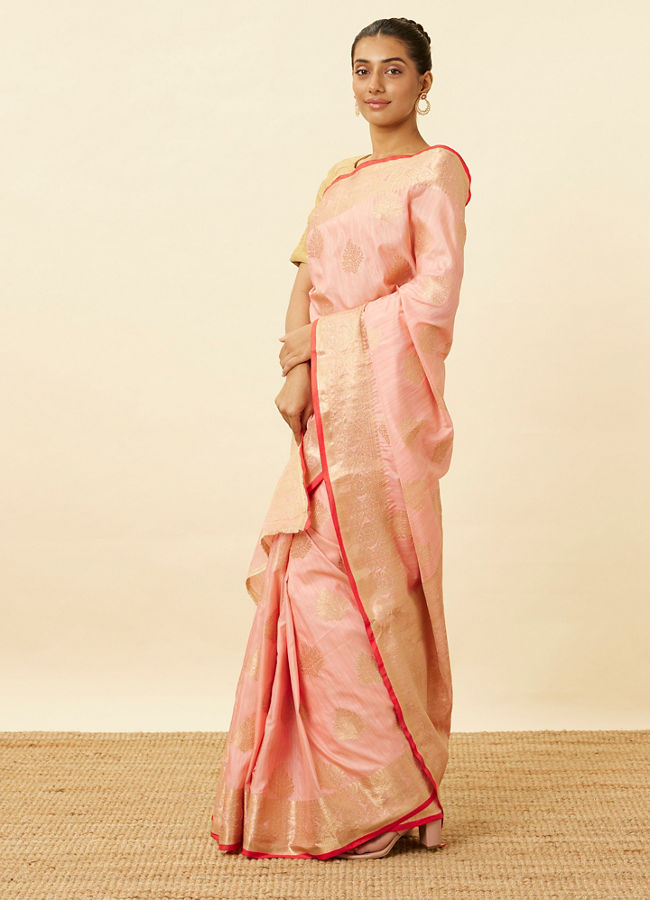 Mohey Women Rose Shadow Pink Saree with Fern Patterns