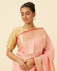 Mohey Women Rose Shadow Pink Saree with Fern Patterns