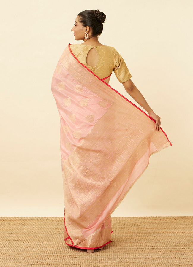 Mohey Women Rose Shadow Pink Saree with Fern Patterns