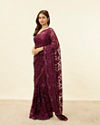 Mohey Women Wine Red Floral Embroidered Saree