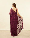 Mohey Women Wine Red Floral Embroidered Saree