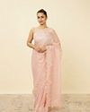 Veiled Rose Pink Saree with Floral Patterns