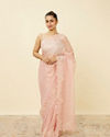 alt message - Mohey Women Veiled Rose Pink Saree with Floral Patterns image number 0