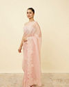 Mohey Women Veiled Rose Pink Saree with Floral Patterns